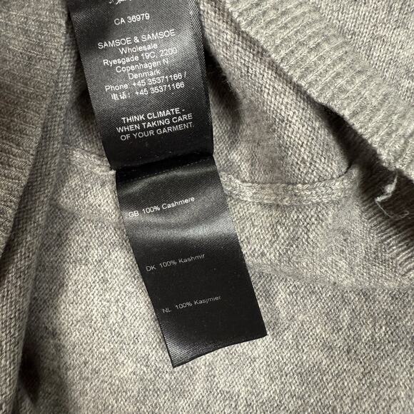 SAMSOE & SAMSOE Boston V Neck 100% Cashmere Gray Pullover Sweater Womens Size XS - Picture 5 of 7